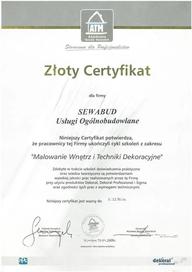 Certyfikat SEWABUD — dokument 3